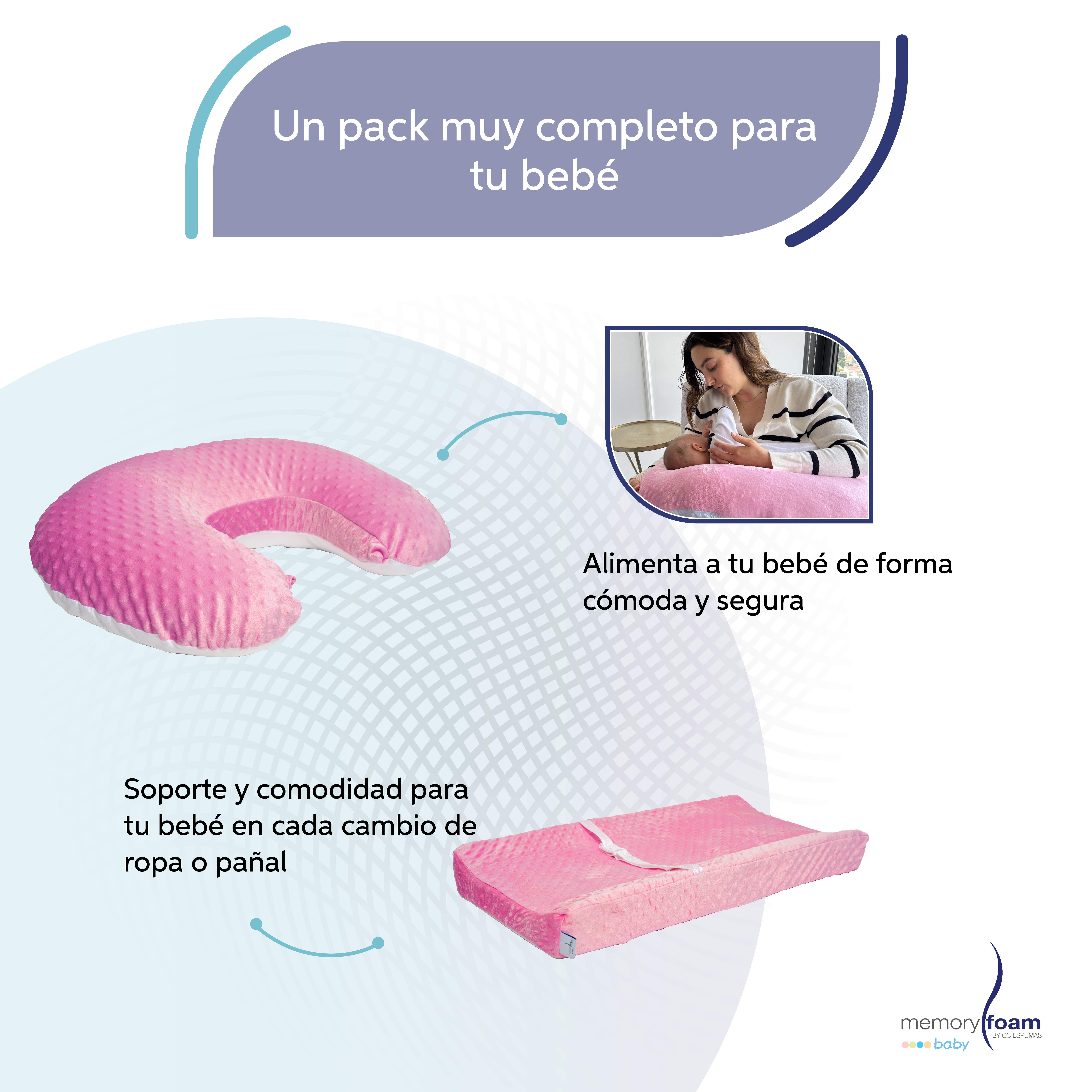 Foto 4 pulgar | Pack De Bebé Con Nido + Almohada De Lactancia + Cambiador Rosa