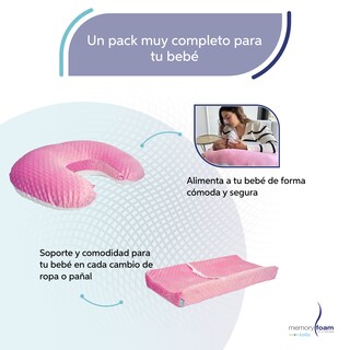 Foto 3 | Pack De Bebé Con Nido + Almohada De Lactancia + Cambiador Rosa