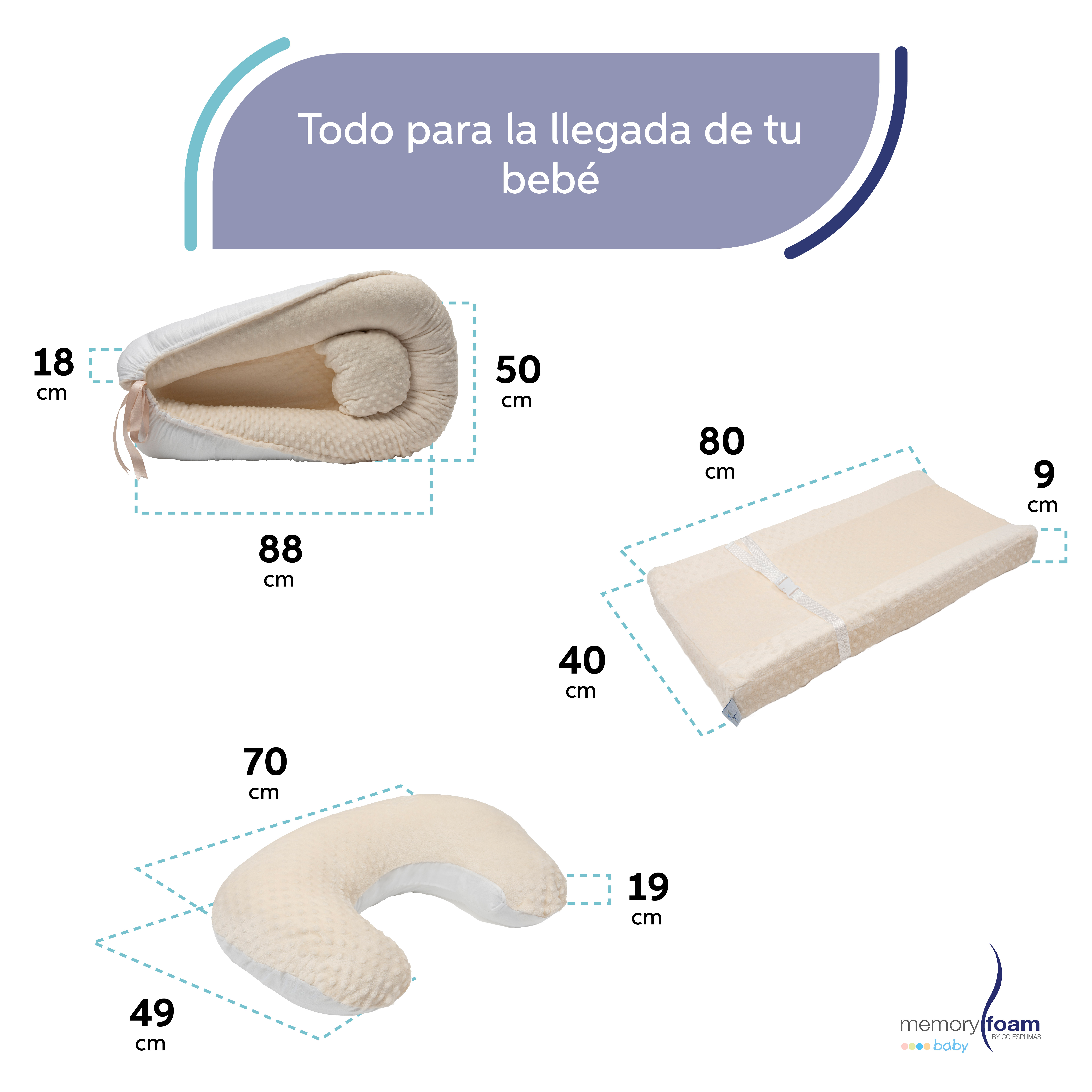 Foto 6 pulgar | Pack De Bebé Con Nido + Almohada De Lactancia + Cambiado Beige