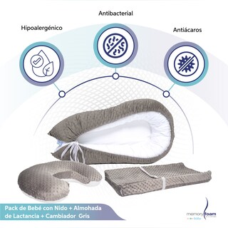 Foto 2 | Pack De Bebé Con Nido + Almohada De Lactancia + Cambiado Gris