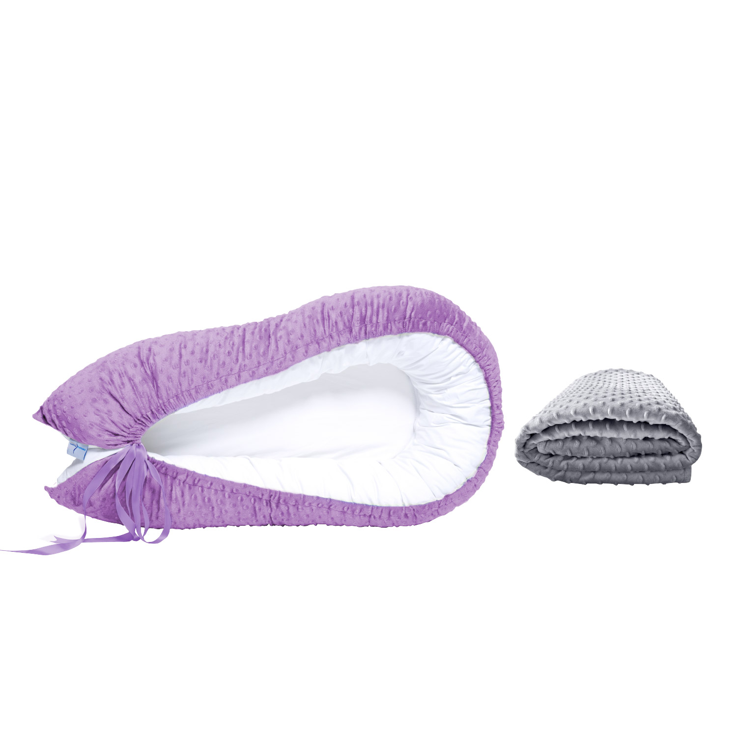 Foto 2 pulgar | Nido Morado Para Bebé + Cobija Gris De Fleece Para Bebé