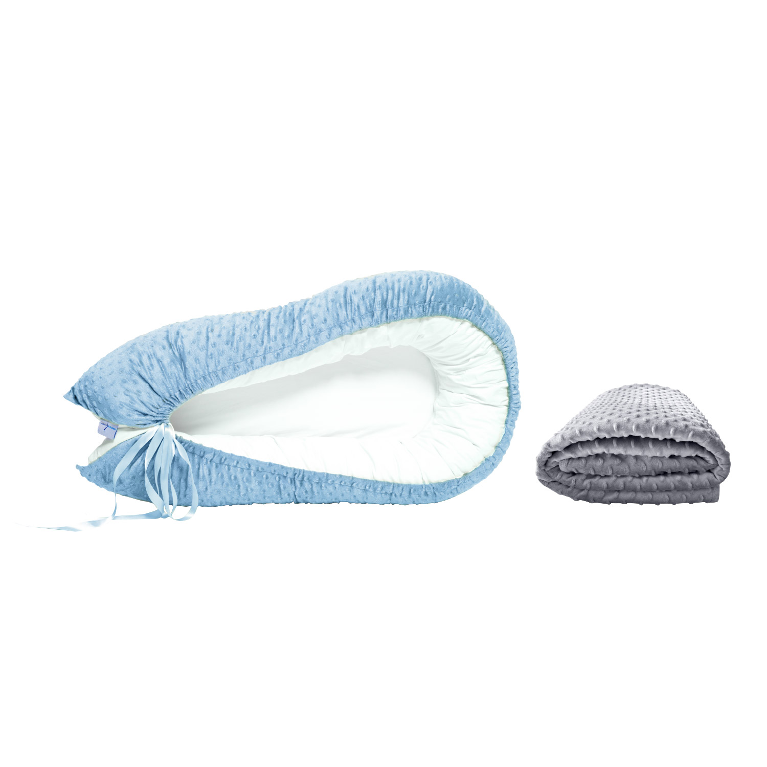 Foto 2 pulgar | Nido Azul Para Bebé + Cobija Gris De Fleece Para Bebé