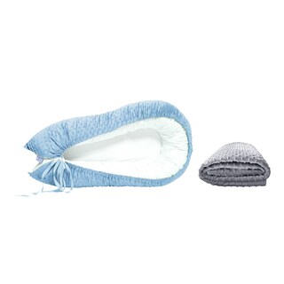 Foto 1 | Nido Azul Para Bebé + Cobija Gris De Fleece Para Bebé