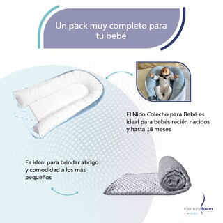 Foto 3 | Nido Azul Para Bebé + Cobija Gris De Fleece Para Bebé