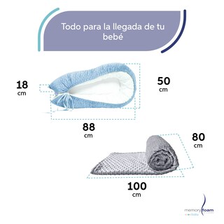 Foto 5 | Nido Azul Para Bebé + Cobija Gris De Fleece Para Bebé