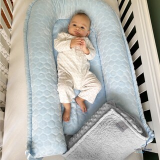 Foto 7 | Nido Azul Para Bebé + Cobija Gris De Fleece Para Bebé