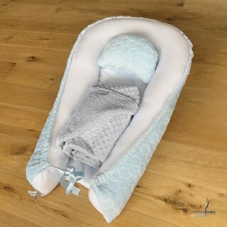 Foto 8 | Nido Azul Para Bebé + Cobija Gris De Fleece Para Bebé
