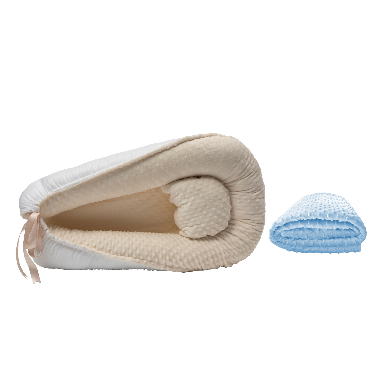 Foto 2 pulgar | Nido Beige Para Bebé + Cobija Azul De Fleece Para Bebé
