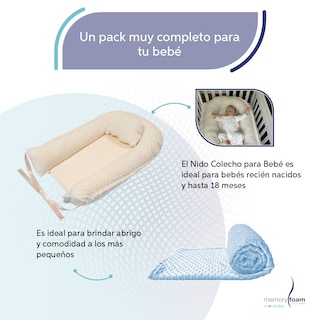 Foto 3 | Nido Beige Para Bebé + Cobija Azul De Fleece Para Bebé