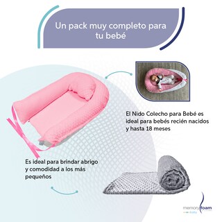 Foto 3 | Nido Rosa Para Bebé + Cobija Gris De Fleece Para Bebé