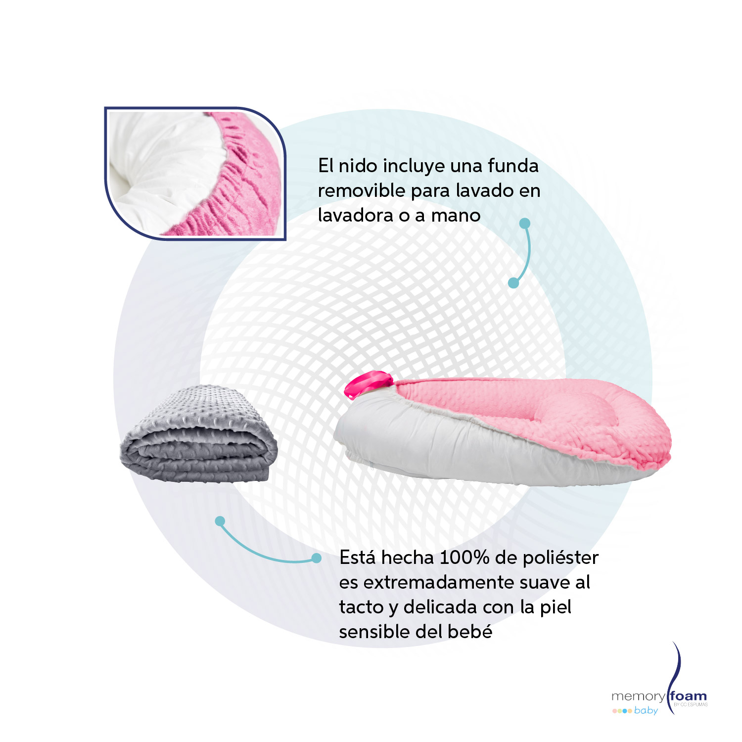 Foto 4 | Nido Rosa Para Bebé + Cobija Gris De Fleece Para Bebé