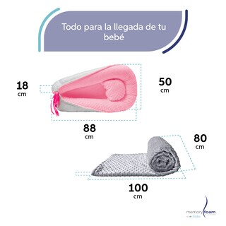 Foto 5 | Nido Rosa Para Bebé + Cobija Gris De Fleece Para Bebé