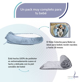 Foto 3 | Nido Bebé + Cambiador + Almohada Lactancia Azul + Cobija Gris