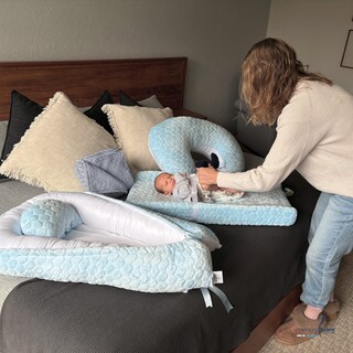 Foto 8 | Nido Bebé + Cambiador + Almohada Lactancia Azul + Cobija Gris