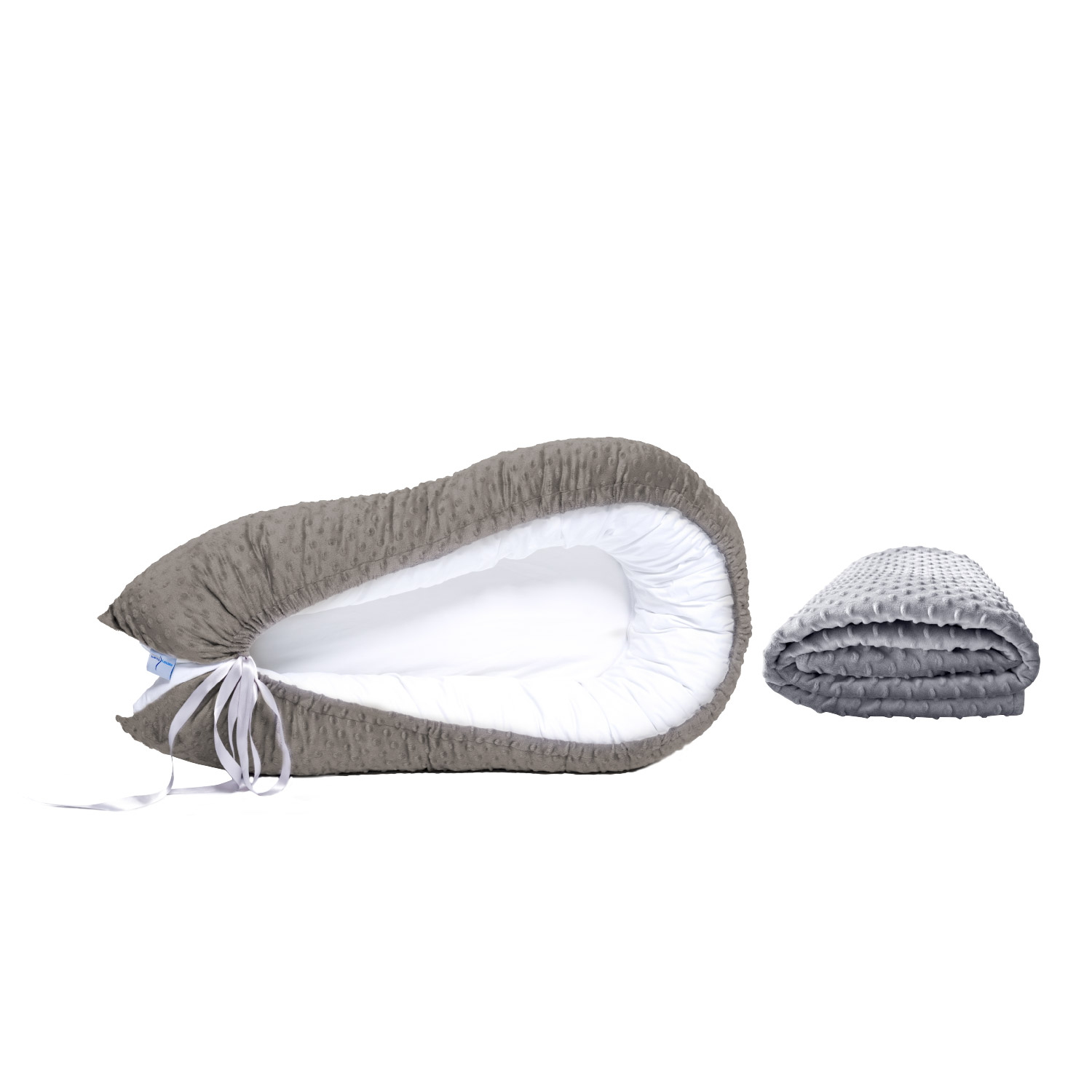 Foto 2 pulgar | Nido Gris Para Bebé + Cobija Gris De Fleece Para Bebé