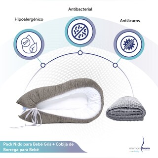 Foto 2 | Nido Gris Para Bebé + Cobija Gris De Fleece Para Bebé