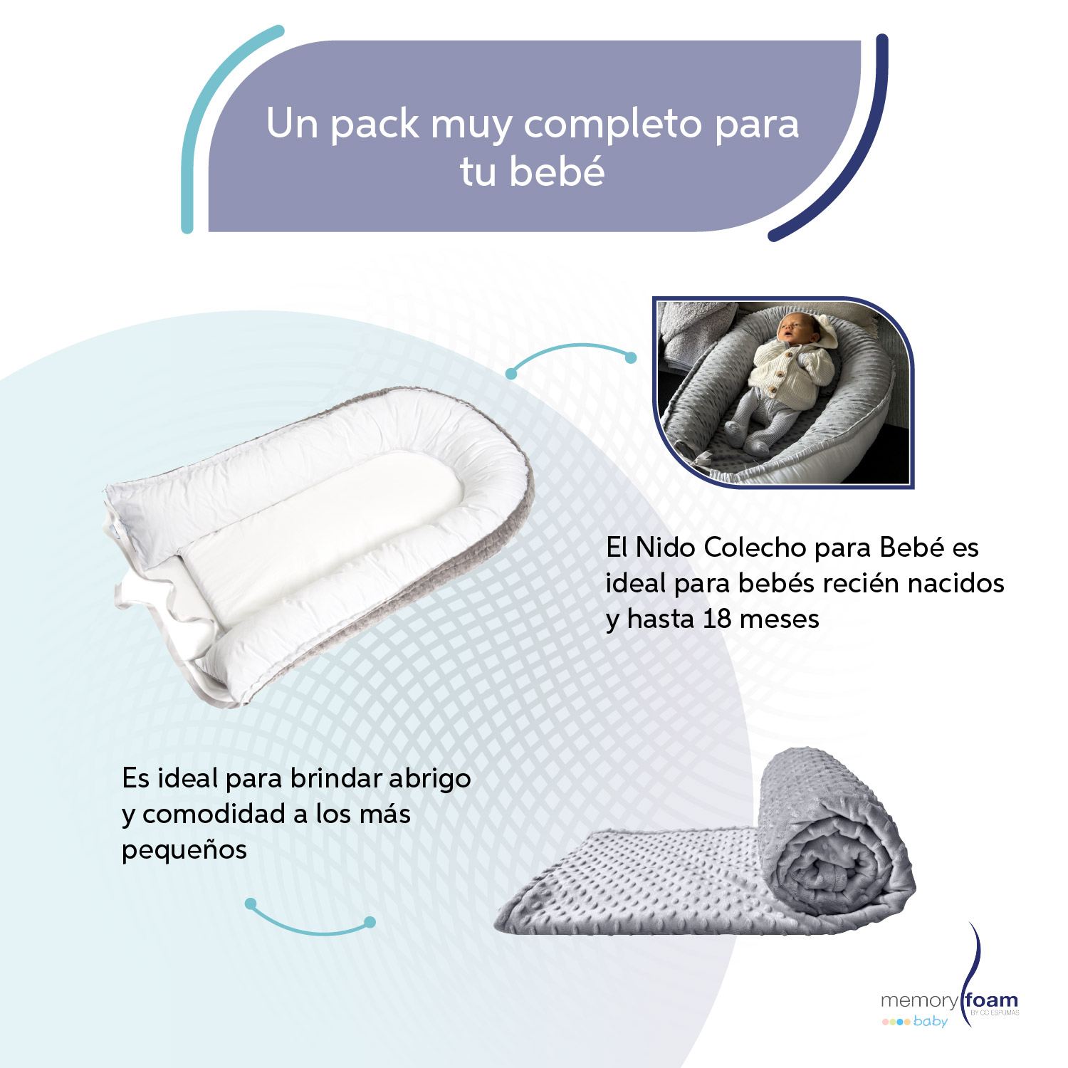 Foto 4 pulgar | Nido Gris Para Bebé + Cobija Gris De Fleece Para Bebé