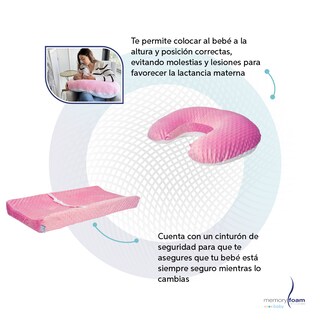 Foto 4 | Nido Bebé + Cambiador + Almohada Lactancia Rosa + Cobija Gris