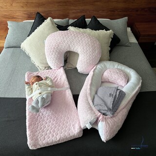 Foto 8 | Nido Bebé + Cambiador + Almohada Lactancia Rosa + Cobija Gris
