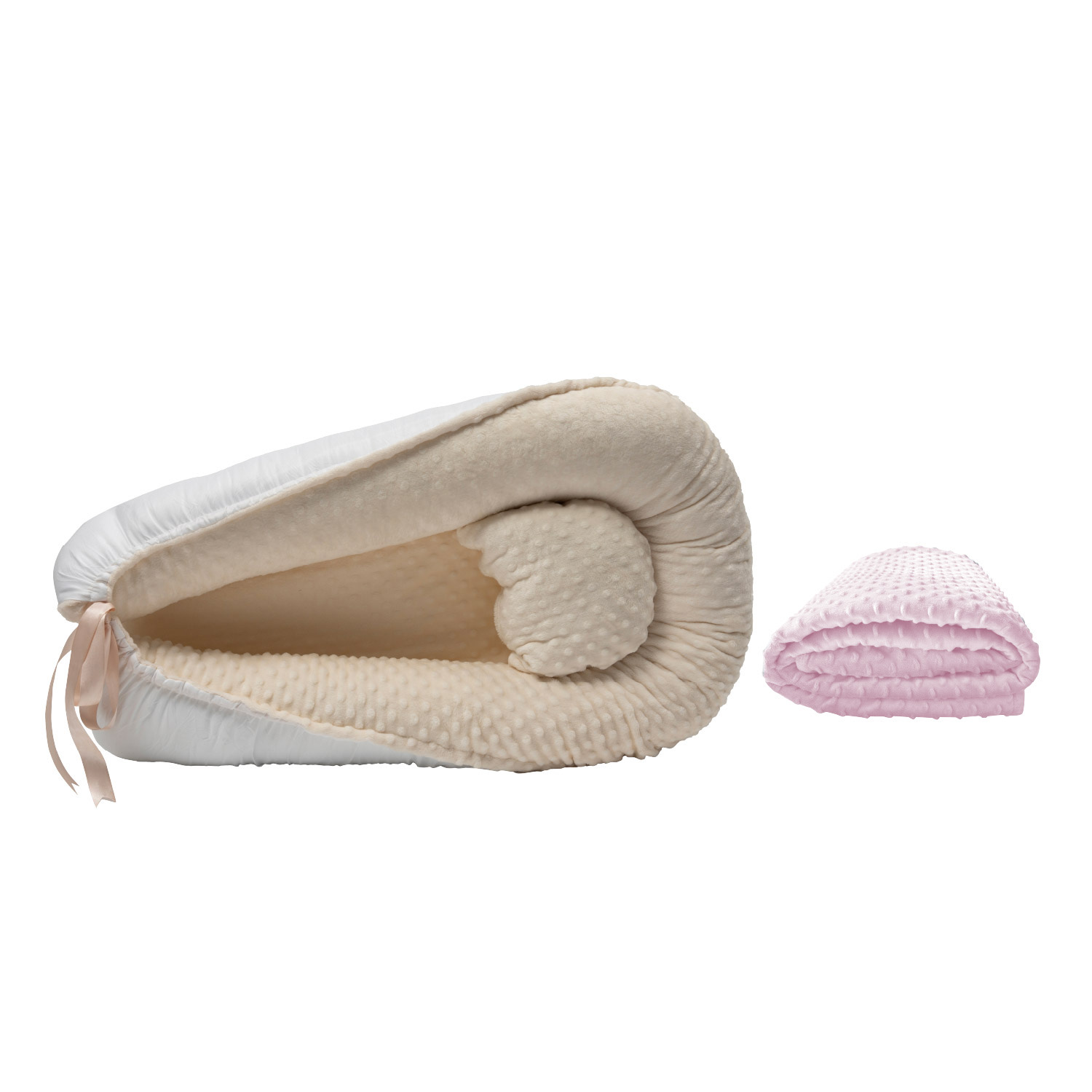 Foto 2 pulgar | Nido Beige Para Bebé + Cobija Rosa De Fleece Para Bebé