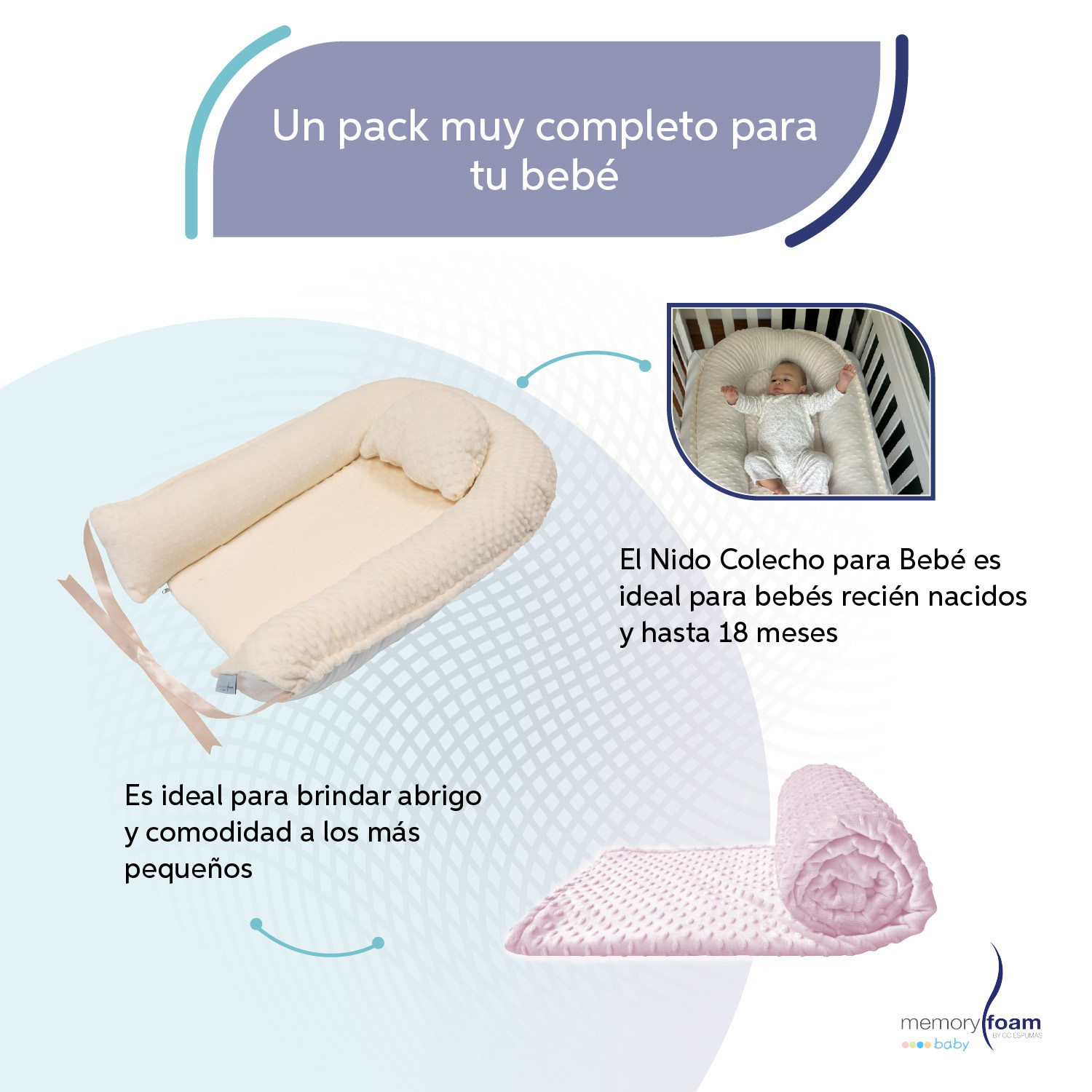 Foto 4 pulgar | Nido Beige Para Bebé + Cobija Rosa De Fleece Para Bebé