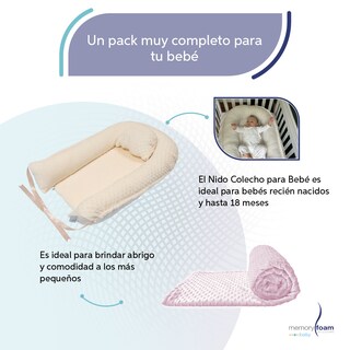 Foto 3 | Nido Beige Para Bebé + Cobija Rosa De Fleece Para Bebé