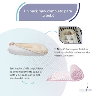 Foto 3 | Nido Bebé + Cambiador + Almohada Lactancia Beige + Cobija Rosa