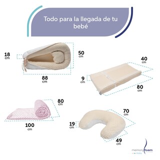 Foto 5 | Nido Bebé + Cambiador + Almohada Lactancia Beige + Cobija Rosa