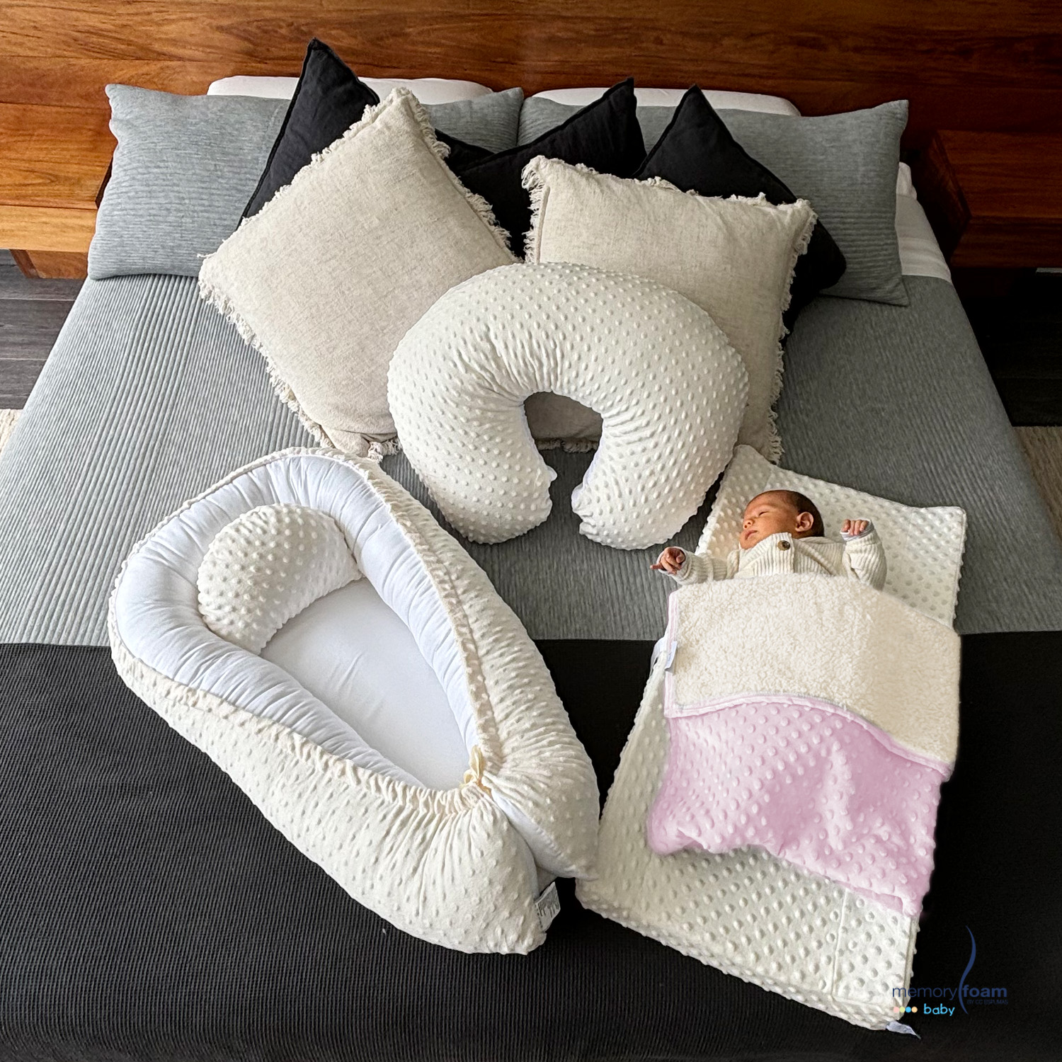 Foto 7 | Nido Bebé + Cambiador + Almohada Lactancia Beige + Cobija Rosa
