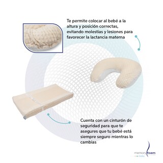 Foto 4 | Nido Bebé + Cambiador + Almohada Lactancia Beige + Cobija Azul