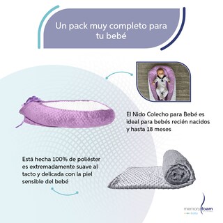 Foto 3 | Nido Bebé + Cambiador + Almohada Lactancia Morado + Cobija Gris