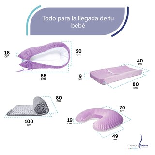 Foto 5 | Nido Bebé + Cambiador + Almohada Lactancia Morado + Cobija Gris
