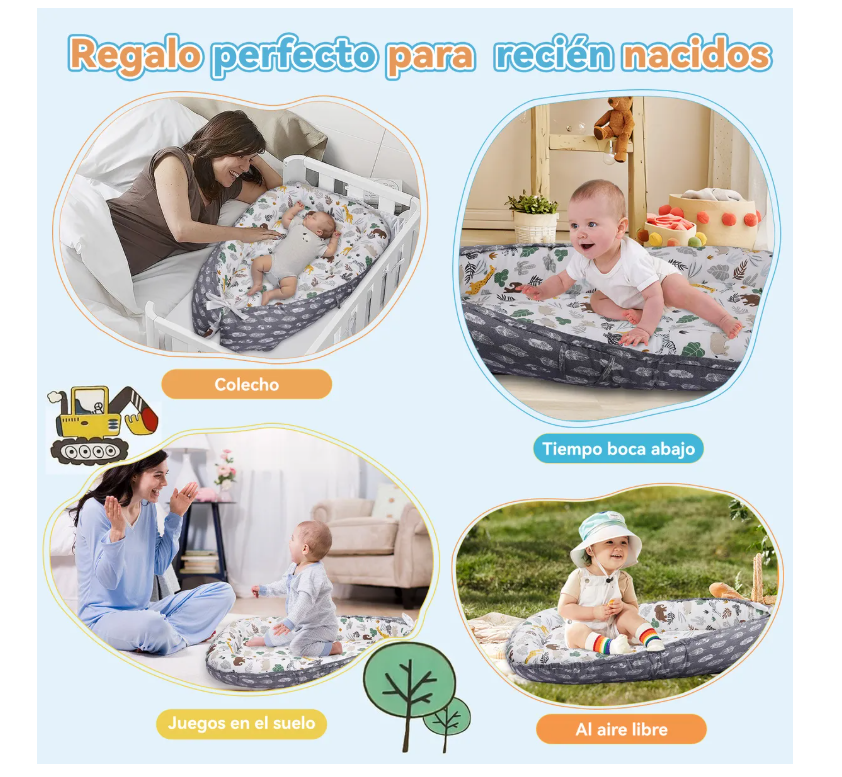 Foto 6 | Nido Colecho Para Bebés Cuna Portátil Cama Con Almohadas