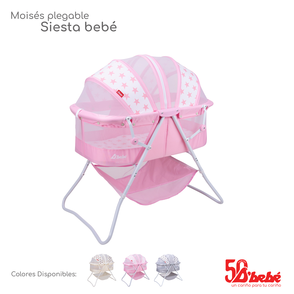 Foto 7 | Cuna Moisés Plegable D'bebé Siesta Rosa