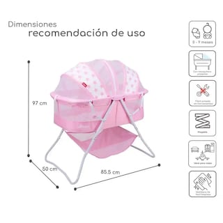 Foto 3 | Bambineto Moisés Plegable Siesta Bebé Rosa