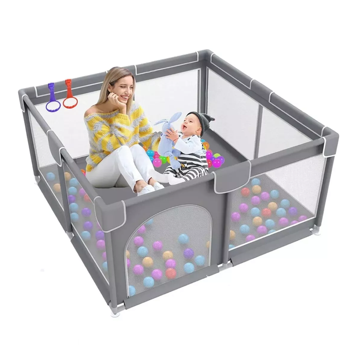 Corralito para Bebe de Juegos Plegable con 30 Pelotas Gris