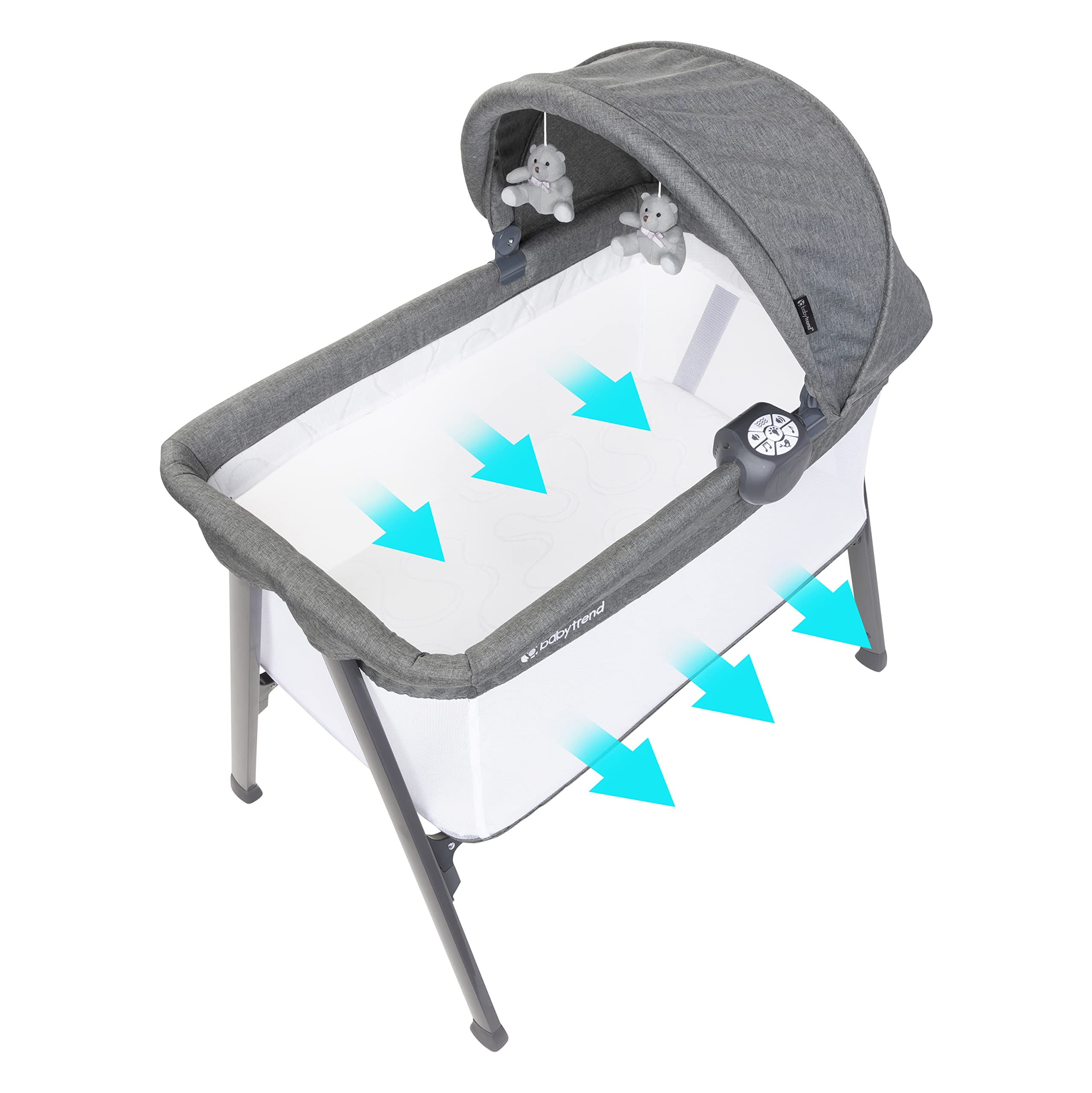 Foto 6 | Capazo Baby Trend Lil Snooze, Tamaño Grande, Relajante, Gris, Con Toldo - Venta Internacional.