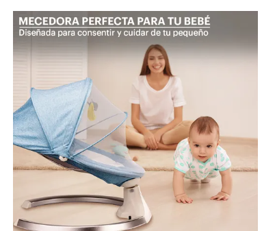 Foto 4 pulgar | Mecedora Eléctrica Acero Para Bebe Resistente Con Movimiento 4 Velocidades Incluye Bocina