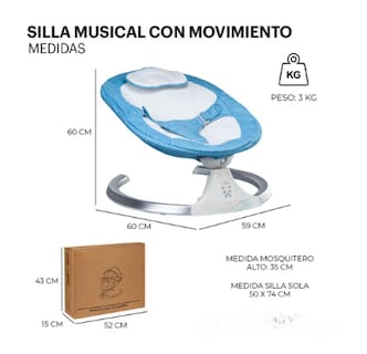 Foto 5 | Mecedora Eléctrica Acero Para Bebe Resistente Con Movimiento 4 Velocidades Incluye Bocina