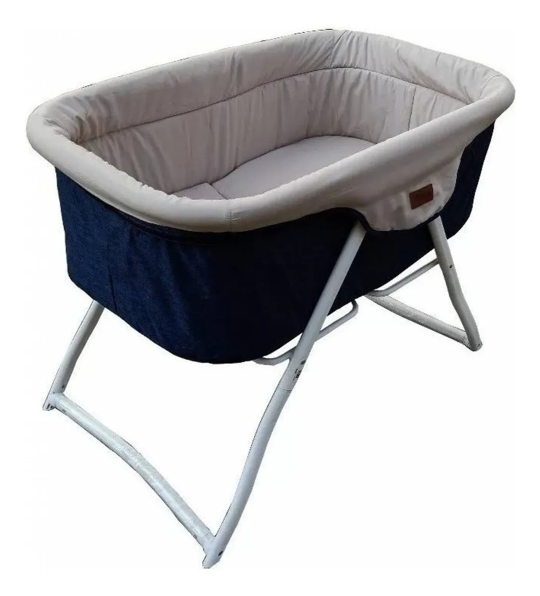 Moisés Para Bebé Aeiou Kangu Denim Acolchado Azul Marino