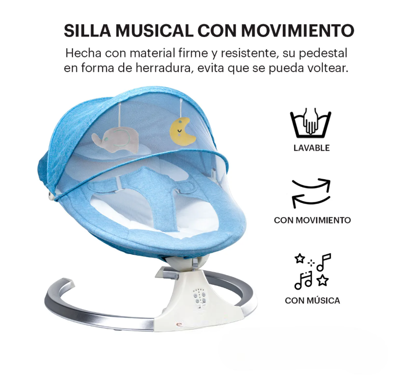 Foto 3 pulgar | Mecedora Electrica Para Bebe Moises Cuna Mosquitero Columpio