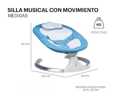 Foto 5 | Mecedora Electrica Para Bebe Moises Cuna Mosquitero Columpio