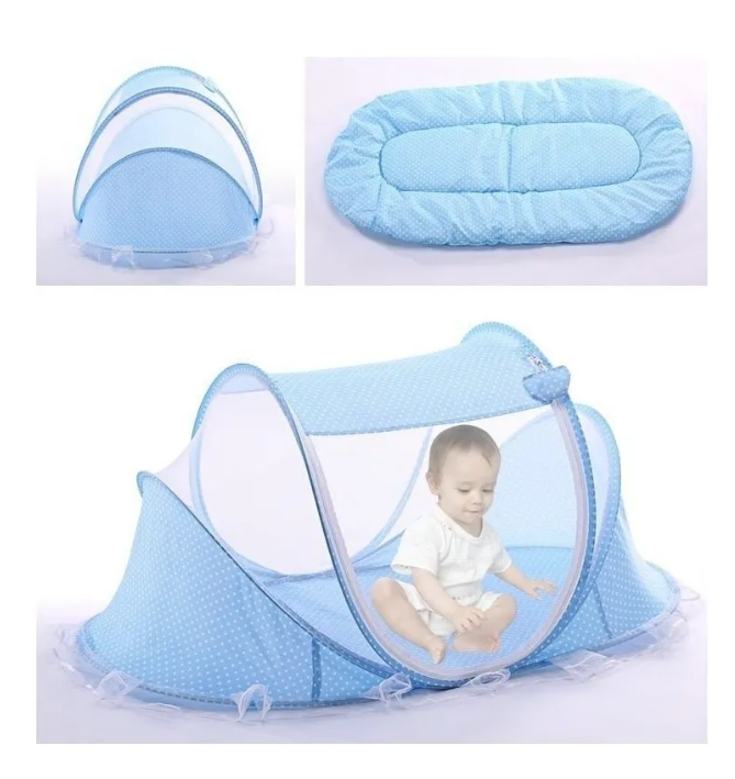 Foto 4 pulgar | Cuna Moisés Plegable Portátil Mosquitero Bebe Colchon Incluido Color Azul