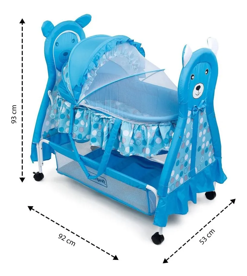 Foto 7 pulgar | Moisés Para Bebé Cool Baby P180a Cuna Con Mosquitero Azul