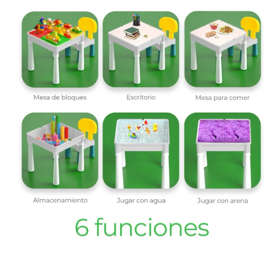 Foto 5 | Mesa Didactica Con Juego De Bloques Para Niños Incluye Silla
