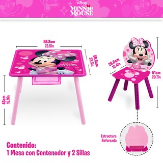 Foto 2 | Kids House Mesa Para Niños De Disney Hecha De Madera Con Almacenamiento Y Dos Sillas Para Niños, Perfecta Para La