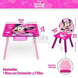 Foto 7 | Kids House Mesa Para Niños De Disney Hecha De Madera Con Almacenamiento Y Dos Sillas Para Niños, Perfecta Para La