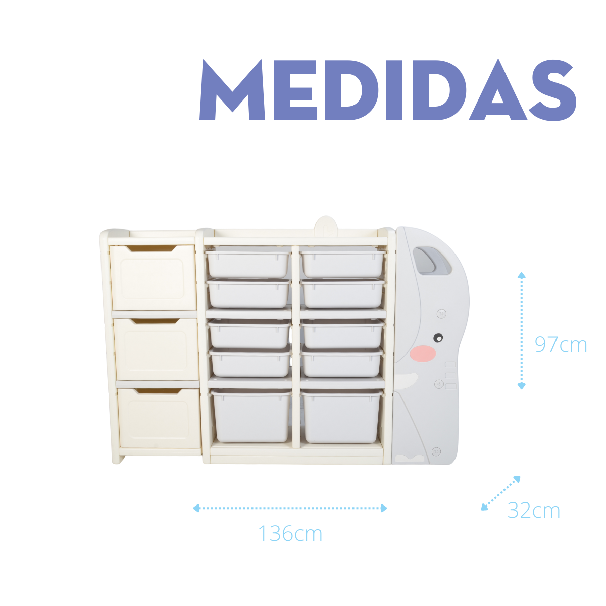 Foto 6 pulgar | Mueble Organizador Juguetero Mima2 color Beige Elefantito Grande