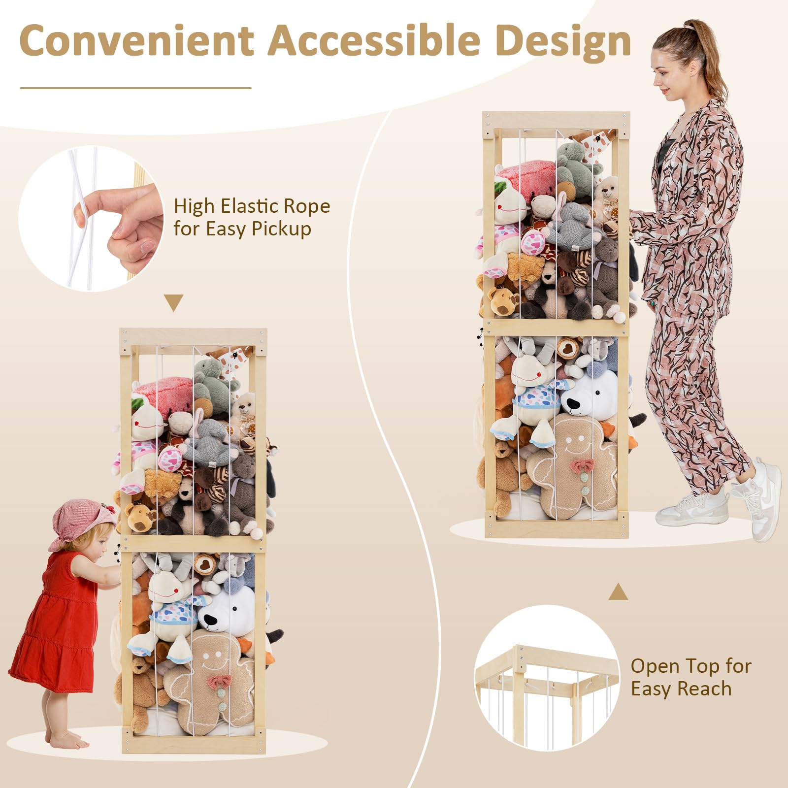 Foto 4 pulgar | Almacenamiento Para Animales De Peluche Costzon Extra Grande Con Cordones Elásticos - Venta Internacional.