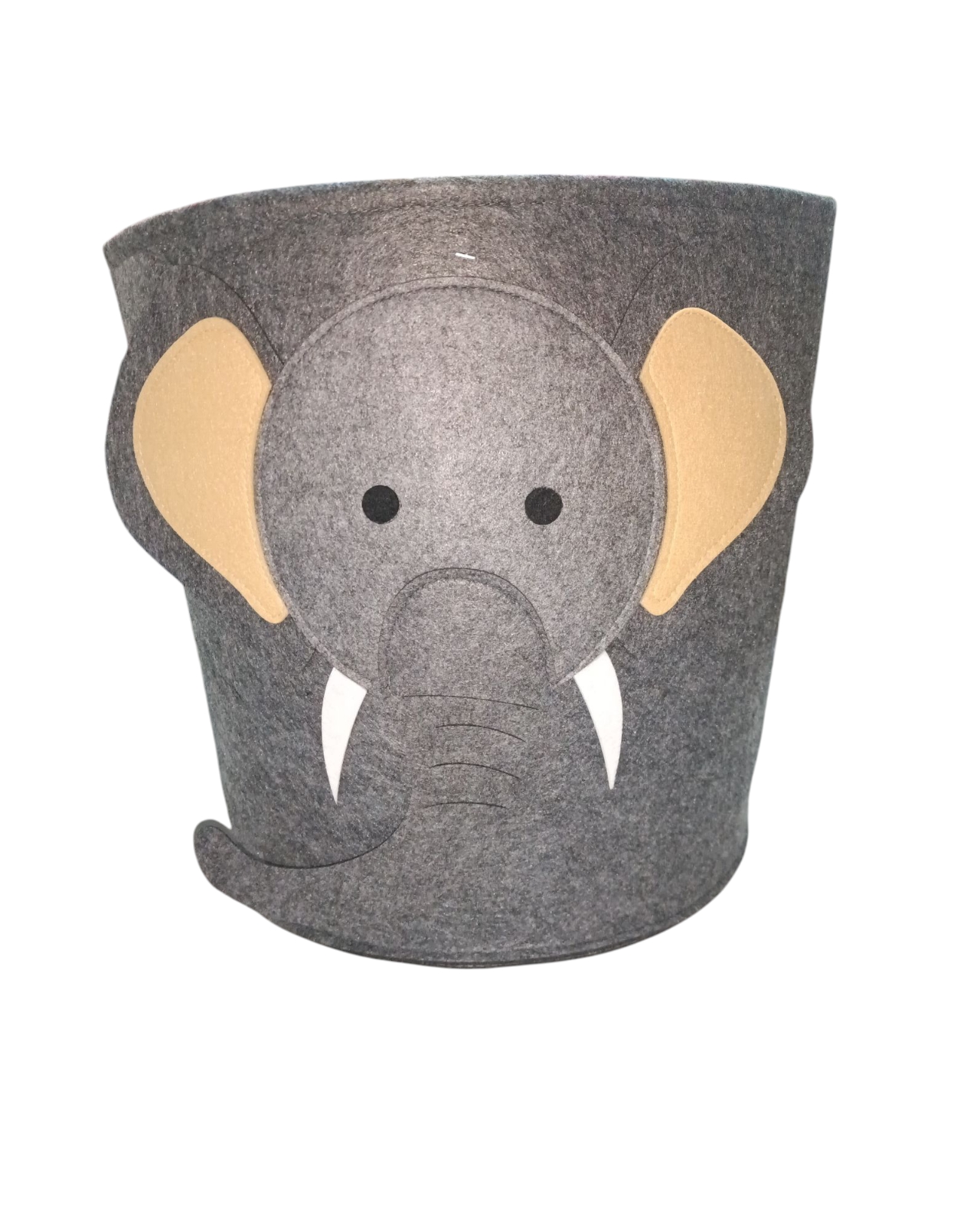 Foto 2 pulgar | Cesto Organizador De Ropa, Pañales O Juguetes Baby Room, Diseño Circular Elefante Gris/blanco.